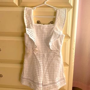 Beautiful white eyelet girls romper